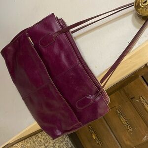 Hobo purple leather zipper tote bag